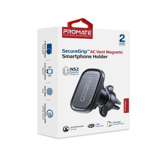 Promate, Ac Vent Magnetic Smartphone Holder Securegrip #Ventmag-L Black