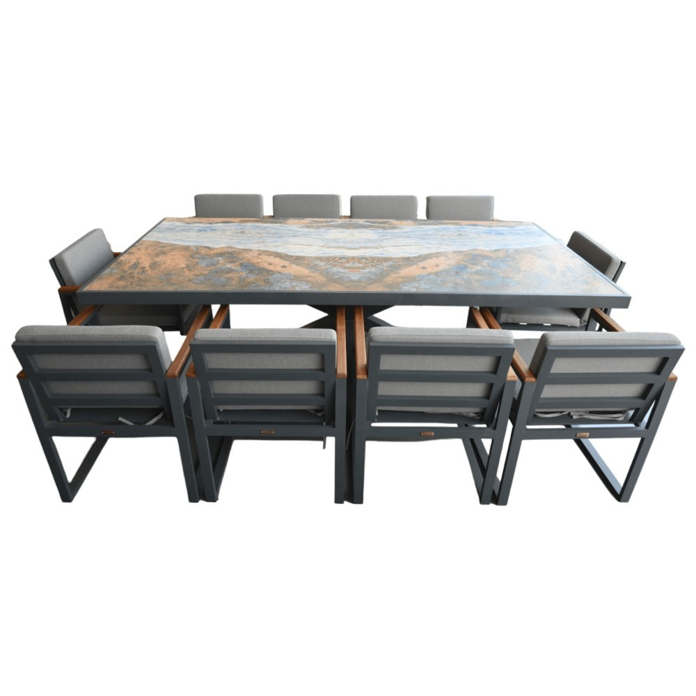 BT, Out Dining Set Bt Barbados +10 Chairs Smokey Grey