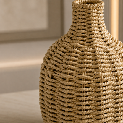 Karaca Home Boho Style Natural Wicker Vase, 153.09.01.7033