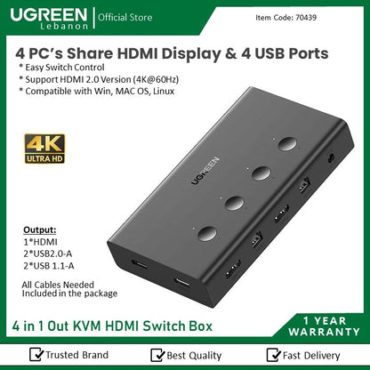 Ugreen, Hdmi 4*1 Kvm Switcher Ugreen Cm293 - 70439