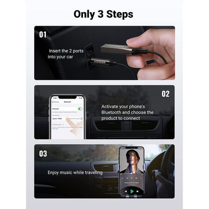 Ugreen, Bluetooth 5.0 Car Receiver Aux With Mic Cm309 - 70601