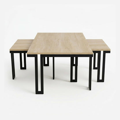 KC Set Of 3 Tables 1Pc 120x70x48cm, 2Pcs 52x63x42cm - [Light Brown], YS040