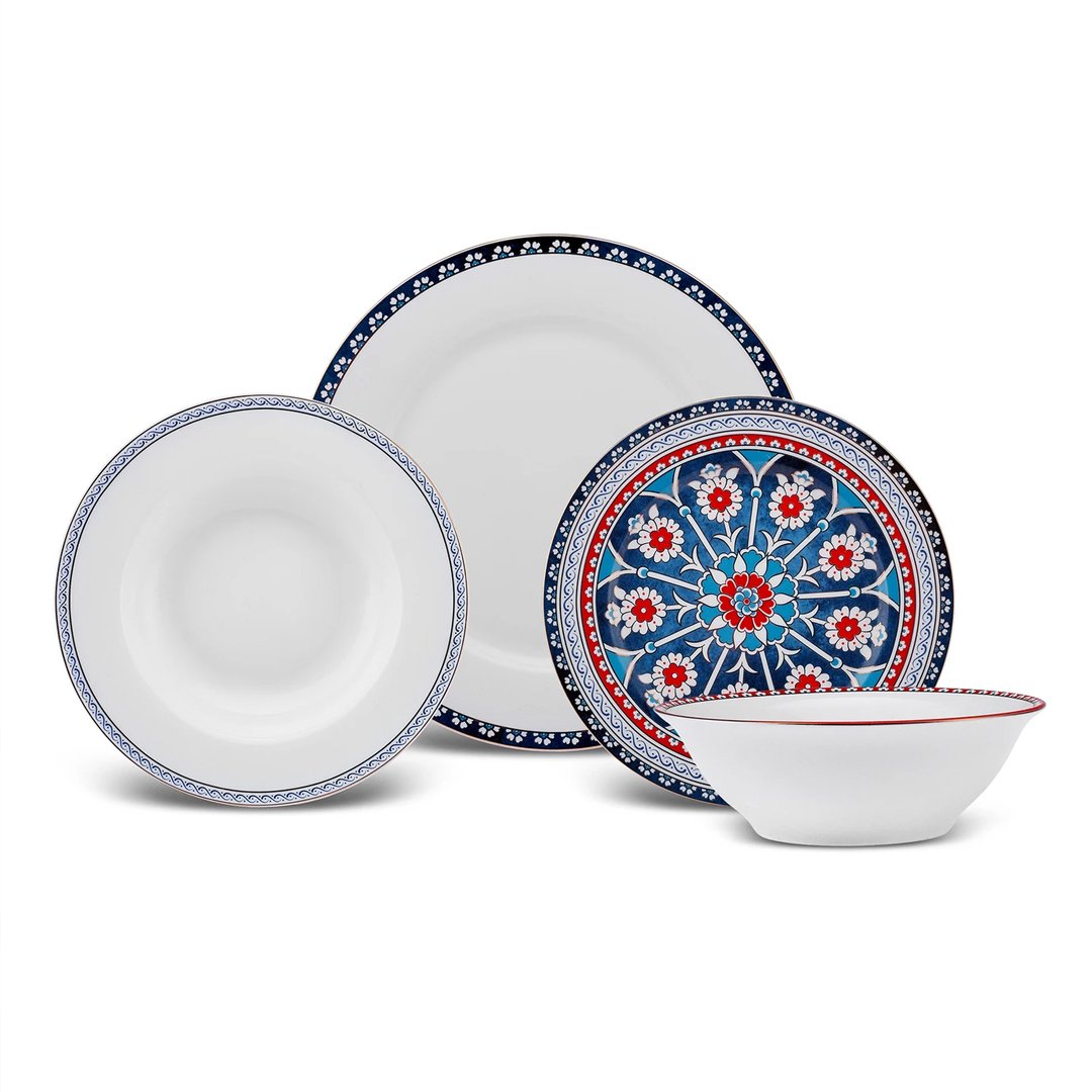 Karaca Elegance Bone Ancient Premium 24-Piece Bone Porcelain Dinner Set for 6 People - Timeless Elegant Collection, 153.09.01.1365