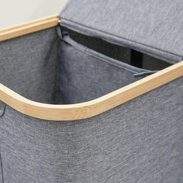 Laundry Basket Organizer With Bamboo Frame