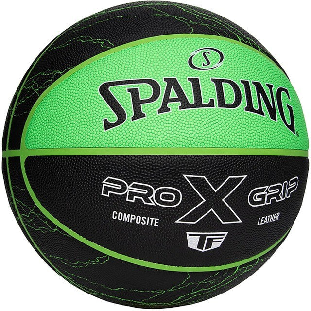 Spalding, Pro Grip X Electric Green Composite Leather Basketball - Size 7