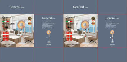 General Line Sun Heater, Oscillating , 2 heating settings 650w/1100w, 1 hour timer wide heat distribution, remote included