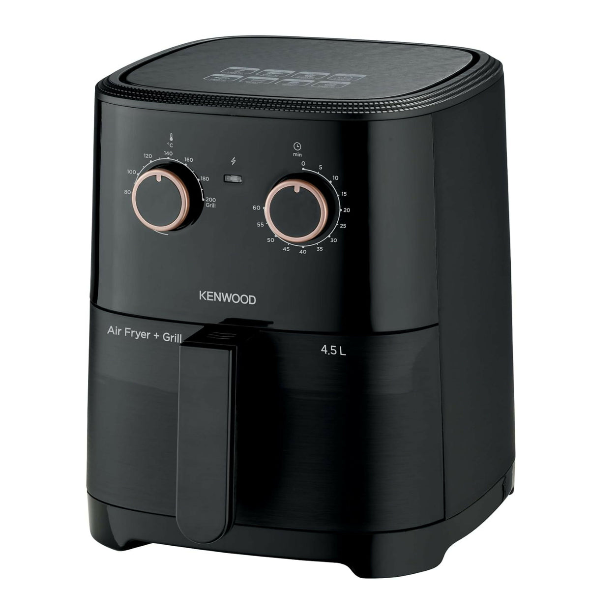 KENWOOD Airfryer + Grill XL 4.5L 1300W Air Fryer with Grill Function, Recipe Book, Rapid Hot Air Circulation for Frying, Grilling, Broiling, Roasting, Baking and Toasting HFP40.000BK Black