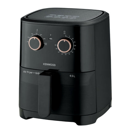 KENWOOD Airfryer + Grill XL 4.5L 1300W Air Fryer with Grill Function, Recipe Book, Rapid Hot Air Circulation for Frying, Grilling, Broiling, Roasting, Baking and Toasting HFP40.000BK Black