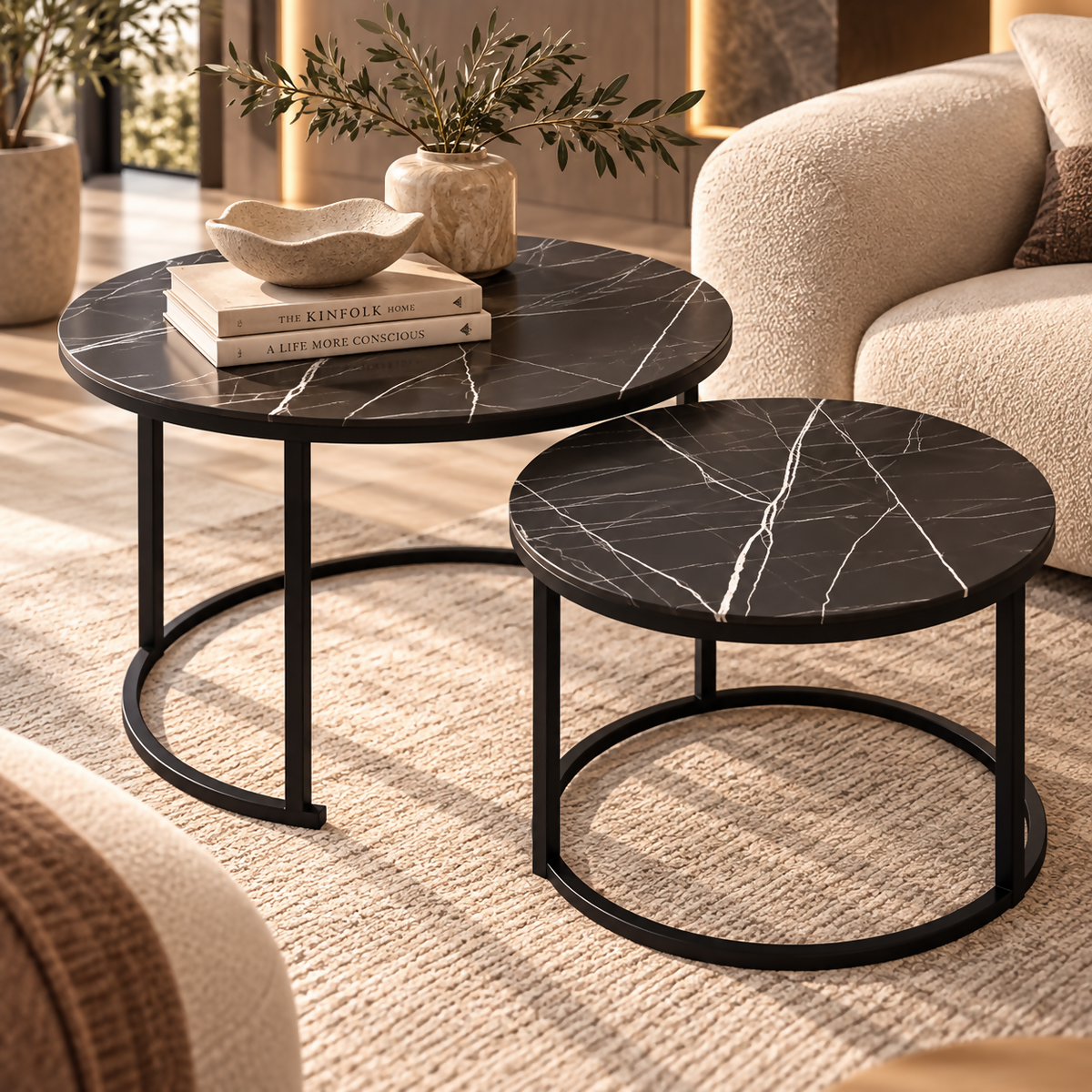 Noir Marble Nesting Table Set – 2 Pieces | TT-036