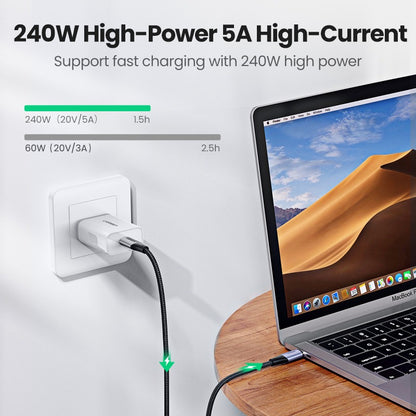 Ugreen, Usb-C 3.1 Gen2 Male To Male, Pd240W Fast Charge & Data Cable (10Gbps) - Nylon Braided & Aluminum Body Ugreen Us355 - 80150