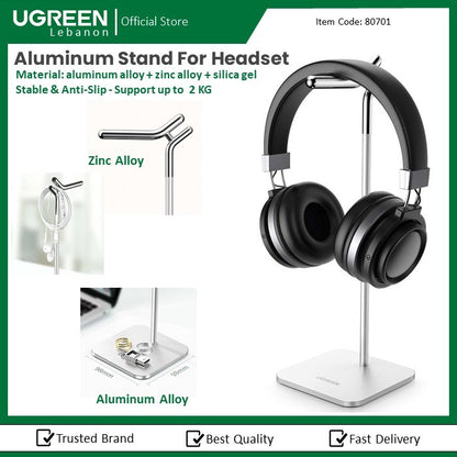 Ugreen, Aluminum + Zinc Alloy Desktop Stand For Headset, Stable, Premium Quality & Smart Design Ugreen Lp143 - 80701