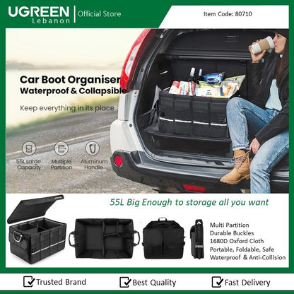 Ugreen, Car Trunk Organiazer 55L, Waterproof, Foldable, Made Of High Quality Materials