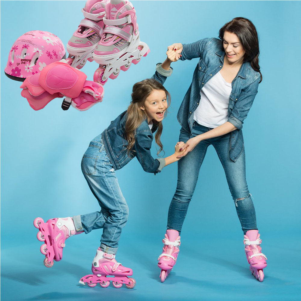 Cool Gift, Adult & Kids Adjustable Roller Skates With Safety Kits, Available in Different Sizes
