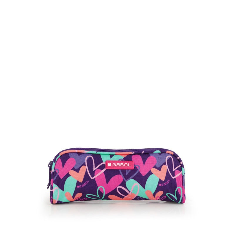 Gabol, School Pencil Case 2 Parts Kokoro Hearts 22x8x6cm#237831/2026 Purple.