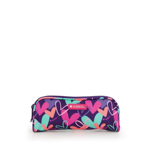 Gabol, School Pencil Case 2 Parts Kokoro Hearts 22x8x6cm#237831/2026 Purple.