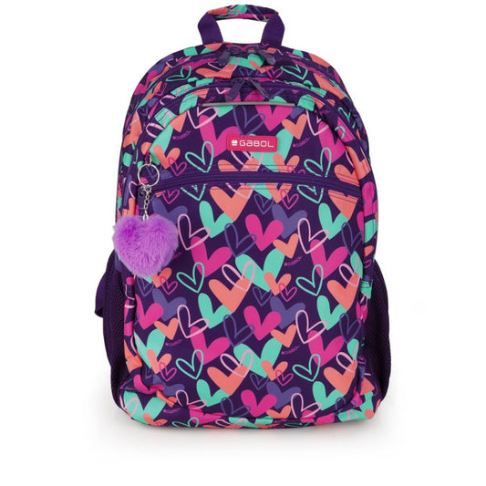 Gabol, School Backpack 2 Parts Kokoro Hearts 34x46x20cm#237896/2026 Purple.