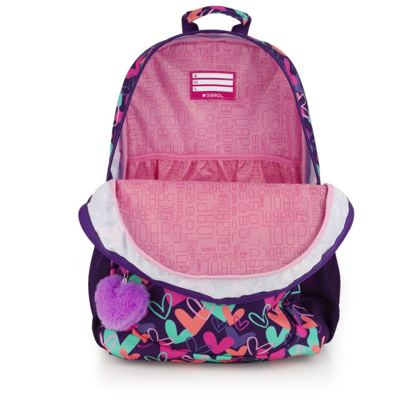 Gabol, School Backpack 2 Parts Kokoro Hearts 34x46x20cm#237896/2026 Purple.