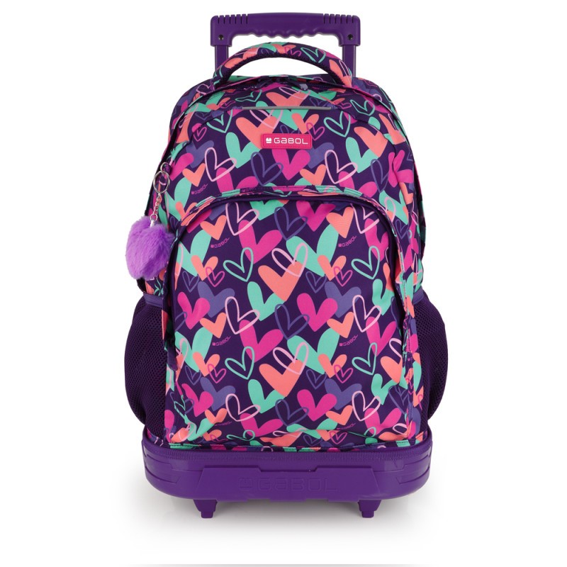 Gabol, School Detachable Trolley Backpack Kokoro Hearts 34x46x20cm#237884/2026 Purple.