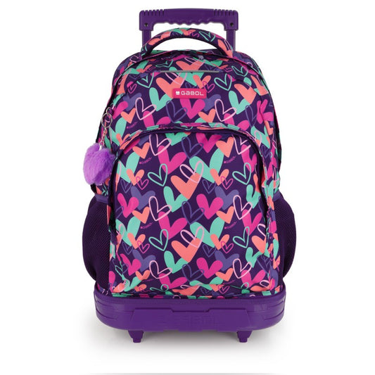 Gabol, School Detachable Trolley Backpack Kokoro Hearts 34x46x20cm#237884/2026 Purple.