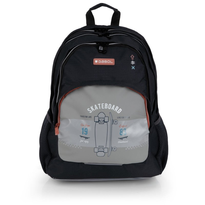 Gabol, School Backpack 3 Parts Trick 32x44x18cm#238540/2026 Grey-Black.