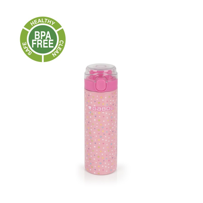 Gabol, School Stainless Steel Bottle Glam 6.5x22.5x6.5cm 600ML#237652/2026 Pink.
