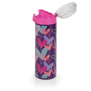 Gabol, School Stainless Steel Bottle Kokoro Hearts 6.5x22.5x6.5cm 600ML#237852/2026 Purple.