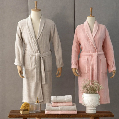 Karaca Home Casita Flos 6 Piece Stone Powder Family Bathrobe Set, 200.18.01.0557