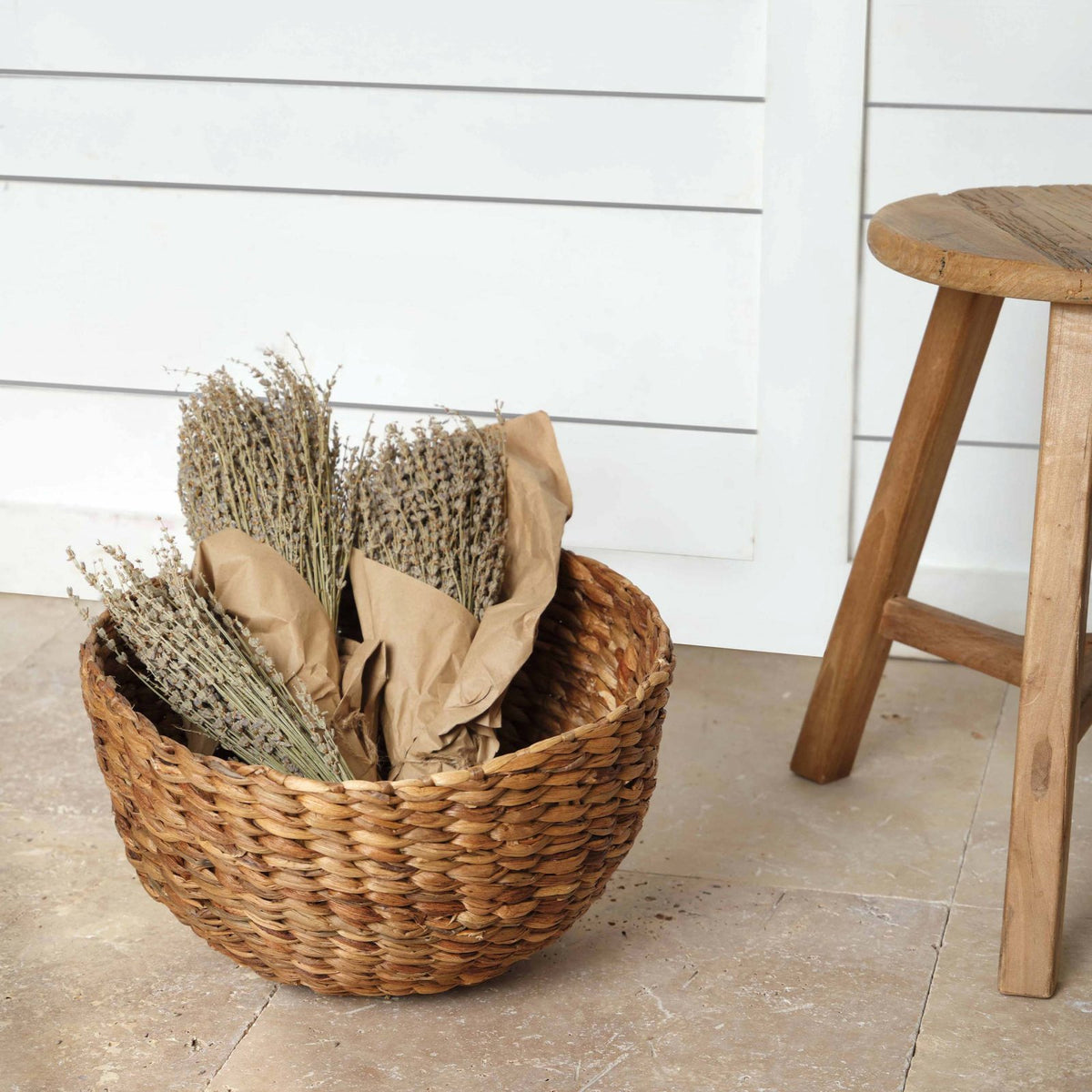 Karaca Home Lora Boho Style Wicker Round Basket 40 cm, 300.21.02.0119