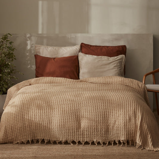 Karaca Home Casey Double Waffle Quilted Bedspread 200 x 230 cm – Beige, 200.22.01.0087