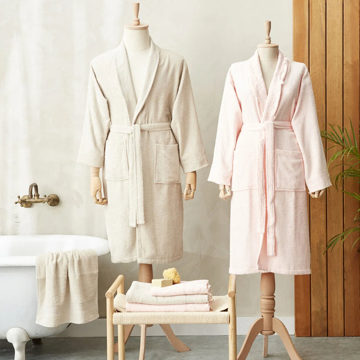 Karaca Home Casita Flos 6 Piece Stone Powder Family Bathrobe Set, 200.18.01.0557