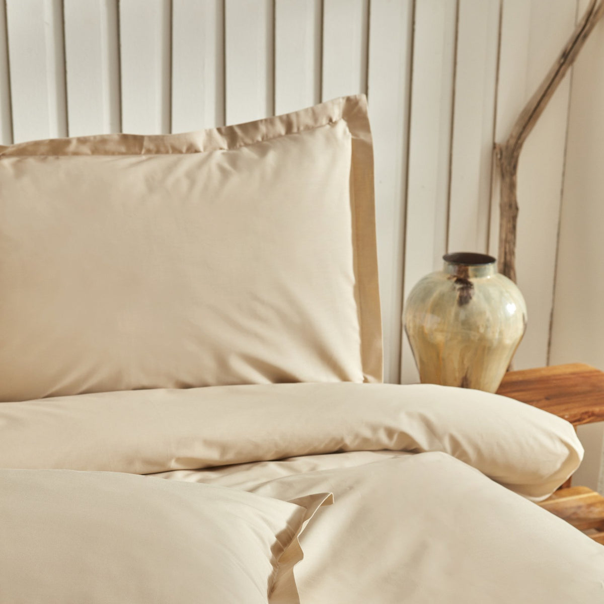 Karaca Home Cool Touch Stripe Double Duvet Cover Set 200x220 cm - Beige, 200.22.14.0327