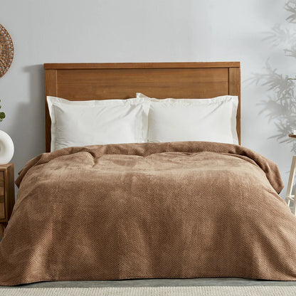 Karaca Home Sandra Double Herringbone Patterned Cotton Blanket - Beige, 200 x 220 cm, 200.22.05.0149