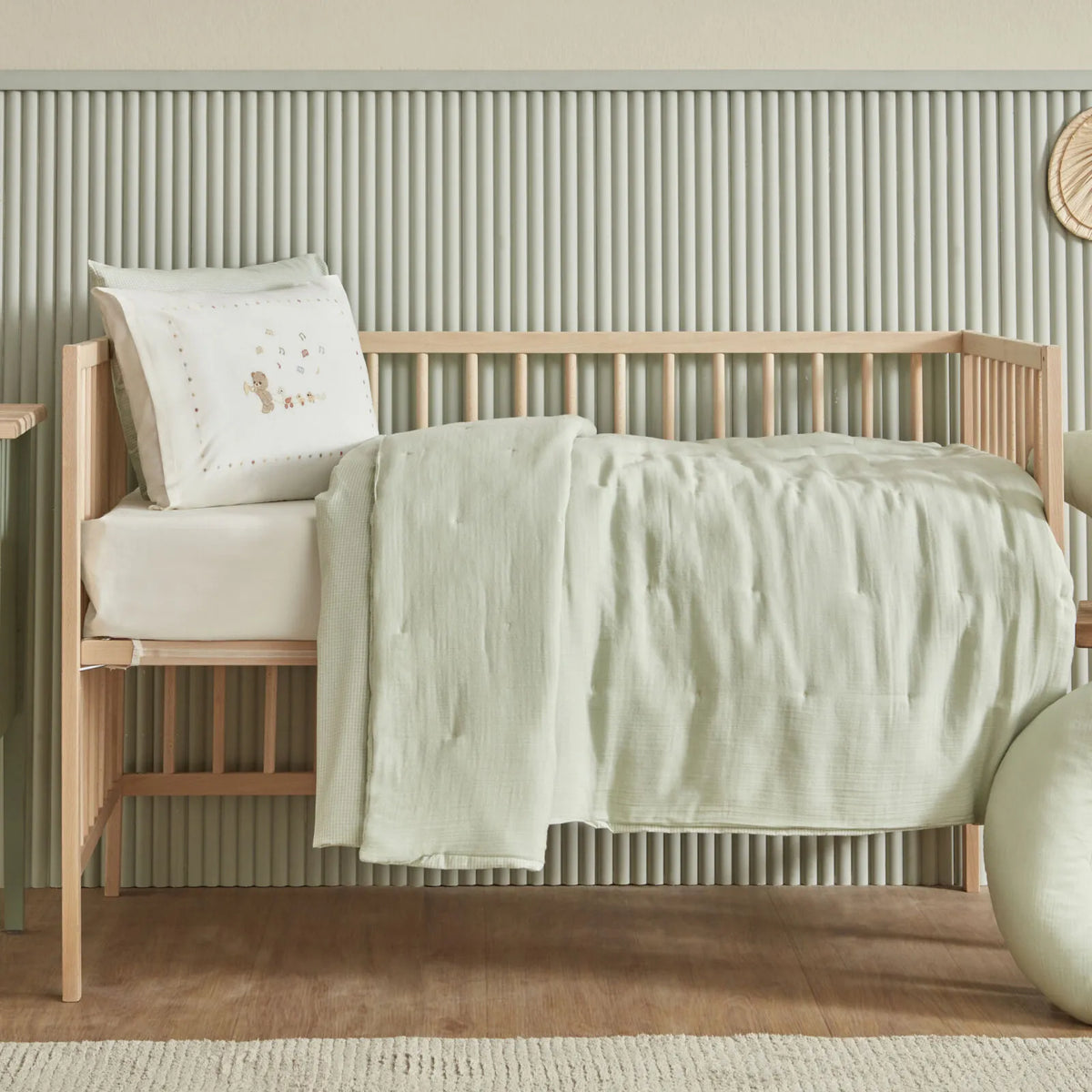 Karaca Home Baby Eloise Mint 100% Cotton Muslin Comfort Sleep Set, 200.22.14.0524