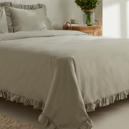 Karaca Home Pure Ruffle 100% Cotton King Size Duvet Cover Set – Sage, 200.22.05.0299