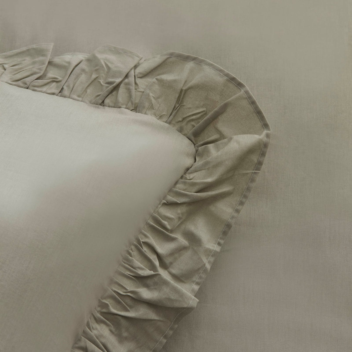 Karaca Home Pure Ruffle 100% Cotton King Size Duvet Cover Set – Sage, 200.22.05.0299
