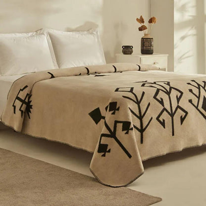 Karaca Home Sara Single Cotton Blanket 150 × 220 cm – Black/Beige, 8680214361719