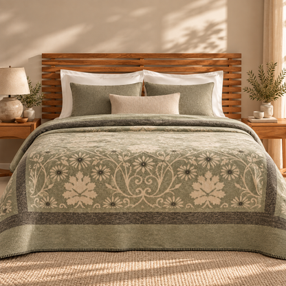 Karaca Home Flara Double Cotton Blanket 200 × 220 cm – Green, 8680214361740