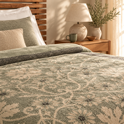 Karaca Home Flara Double Cotton Blanket 200 × 220 cm – Green, 8680214361740