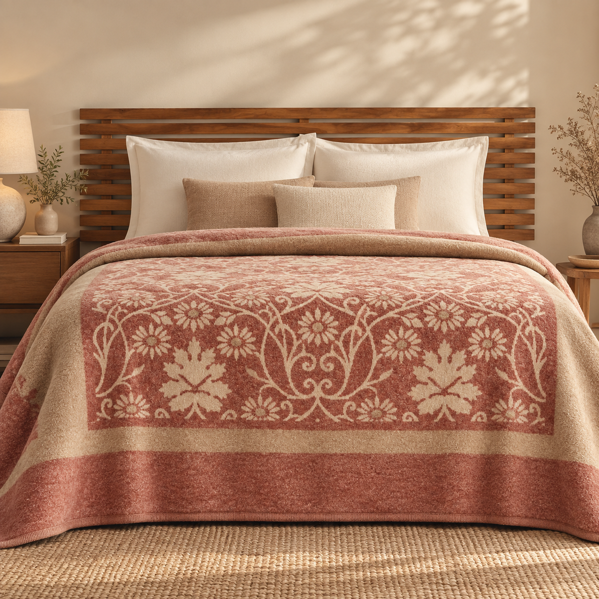 Karaca Home Flara Double Cotton Blanket 200 × 220 cm – Terracotta, 8680214361757