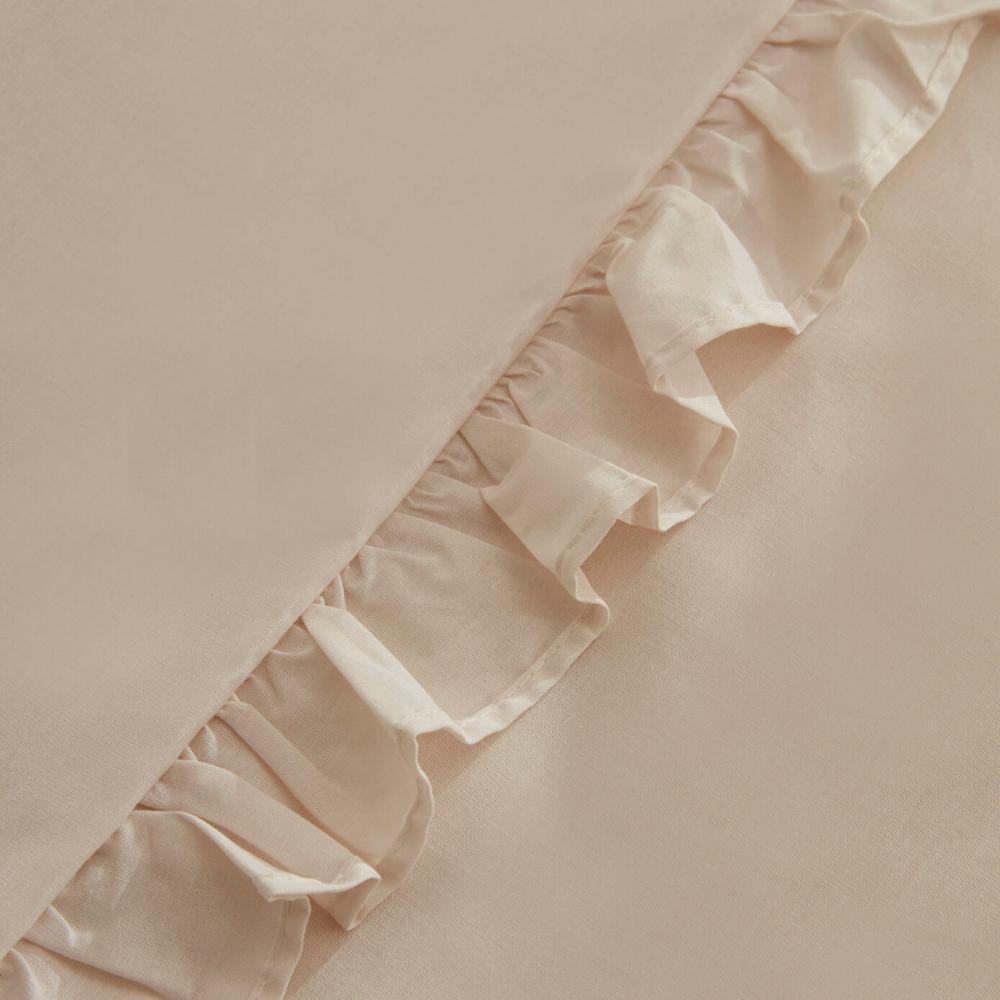 Karaca Home Pure Ruffle 100% Cotton King Size Duvet Cover Set ? Light Beige, 8680214362907