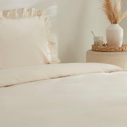Karaca Home Pure Ruffle 100% Cotton King Size Duvet Cover Set ? Light Beige, 8680214362907