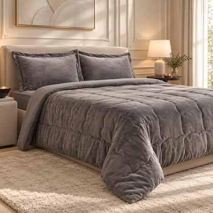 Karaca Home Flufy Anthracite Double Soft Dream Comfort Sleep Set, 8680214363287