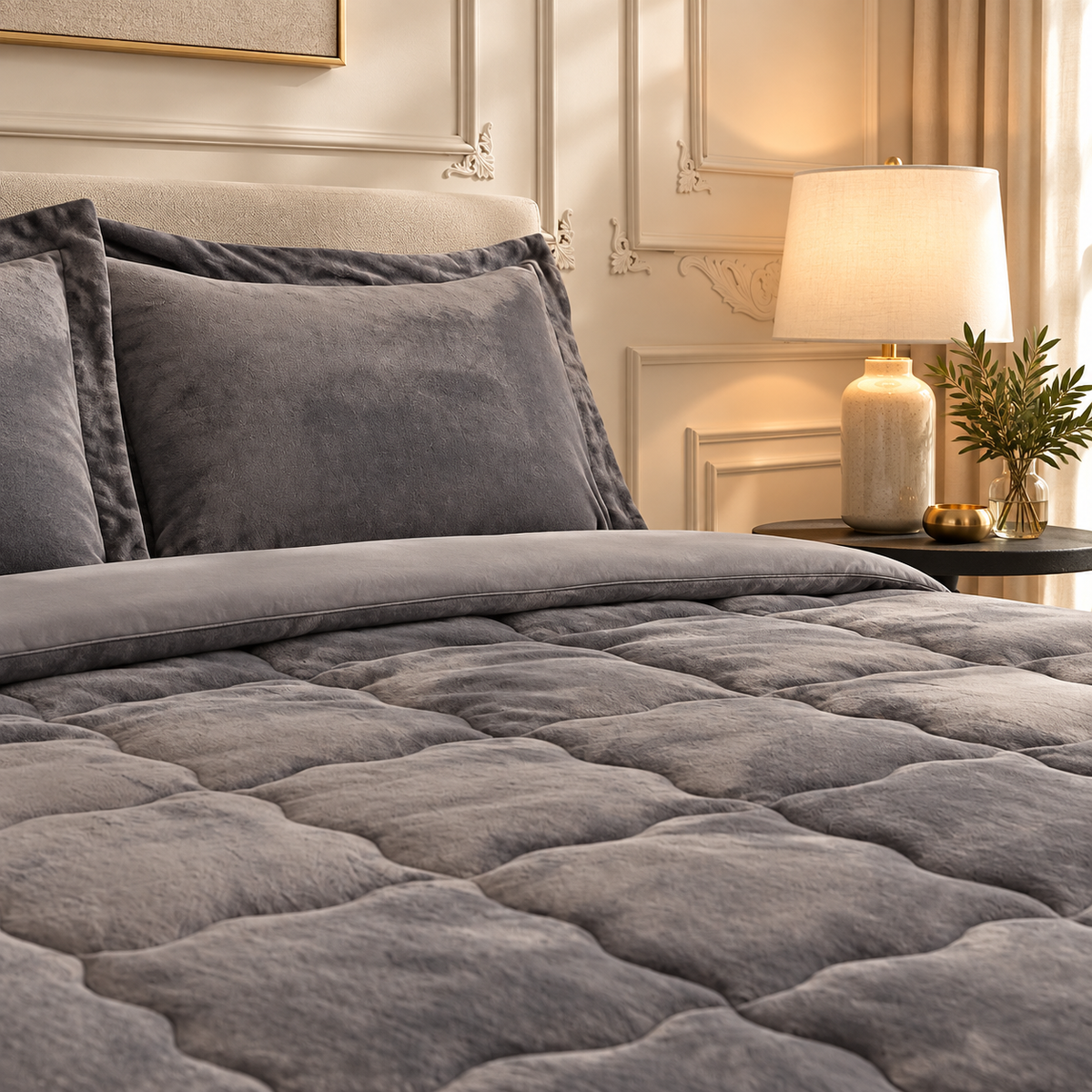 Karaca Home Flufy Anthracite Double Soft Dream Comfort Sleep Set, 8680214363287