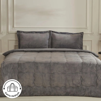 Karaca Home Flufy Anthracite Double Soft Dream Comfort Sleep Set, 8680214363287