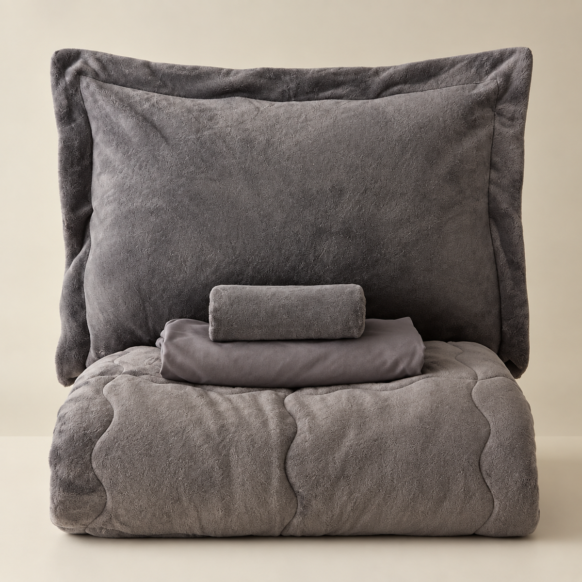 Karaca Home Flufy Anthracite Double Soft Dream Comfort Sleep Set, 8680214363287