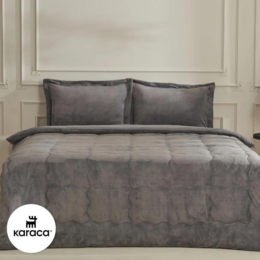 Karaca Home Flufy Anthracite Double Soft Dream Comfort Sleep Set, 8680214363287