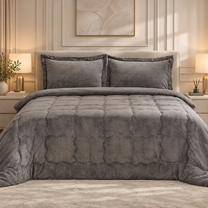 Karaca Home Flufy Anthracite Double Soft Dream Comfort Sleep Set, 8680214363287