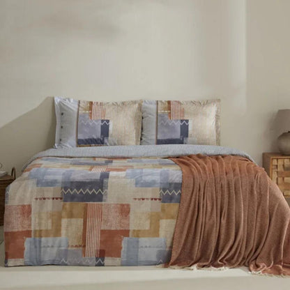 Karaca Home Simon 100% Cotton Double Duvet Cover Set with Blanket 200 × 220 cm, 8680214363539
