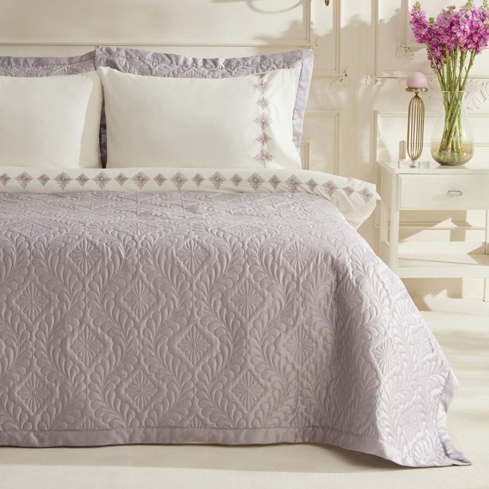 Karaca Home Glory Double 7-Piece 100% Cotton Duet Set - Lavender Elegance, 8680214364888