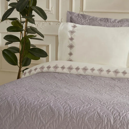 Karaca Home Glory Double 7-Piece 100% Cotton Duet Set - Lavender Elegance, 8680214364888